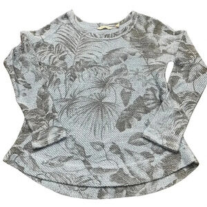 Ladies Soft Surroundings pullover sweatshirt. Blue and black floral print. XS